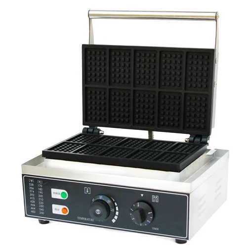 Eapmic Commercial Square Waffle Maker, 10 Grids 1500W Electric Waffles Maker Stainless Steel Belgian Waffle Iron Nonstick Waffle Machine for Restaurant, Snack Bar, Bakery, Home