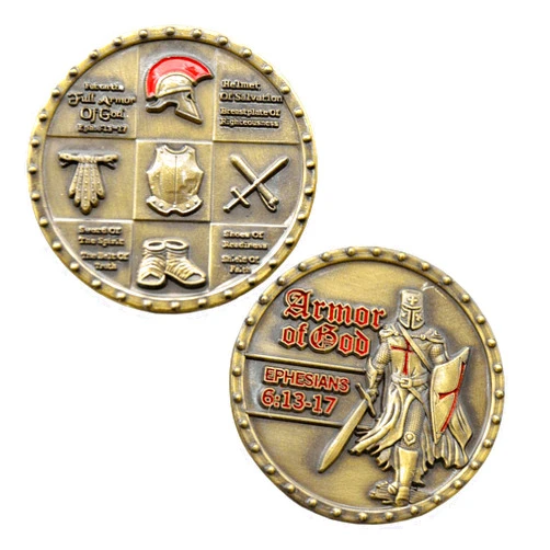 Joygulls Put On The Whole Armor of God Challenge Coin EPH 6:13-17 3D Prayer Coin