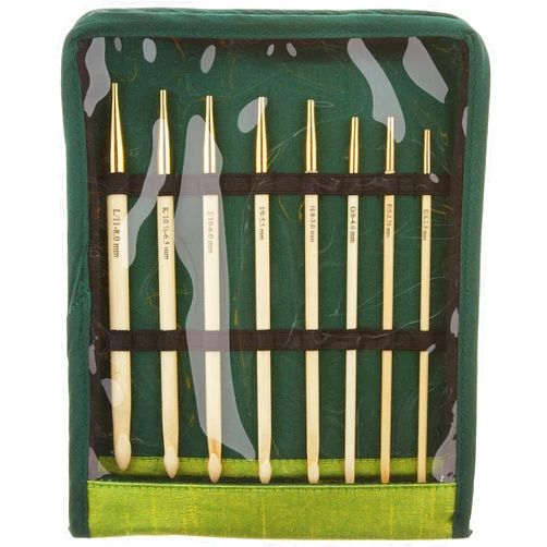 Knitter's Pride KP900586 Bamboo Interchangeable Tunisian Crochet Hook Set , Green