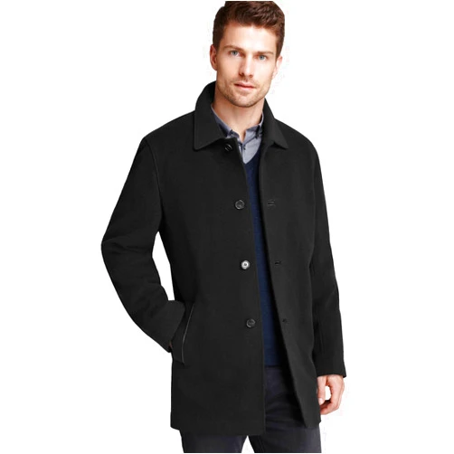Cole Haan Men's Cashmere Blend Single Breasted Classic Coat With Shirt Collar