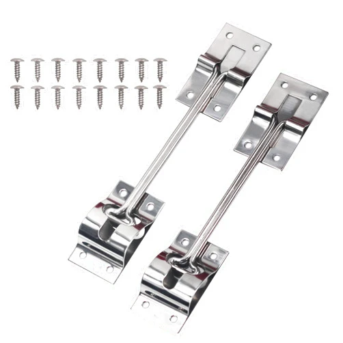 AutoWanderer Tool 6” RV Door Latch, Stainless Steel T-Style Trailer Door Holder Catch with Bracket Screws for Camper Cargo Door Holder Latch, Entry Door Hardware, 2 Pack