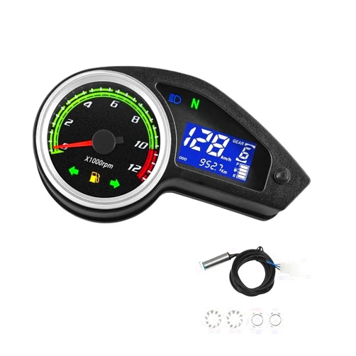 YBRAVO Motorcycle Odometer for h&ond&a XR150 XR150L XL150 CG150 GY200 Motorcycle Speedometer Tachometer Multifunction Digital Instrument, With sensor
