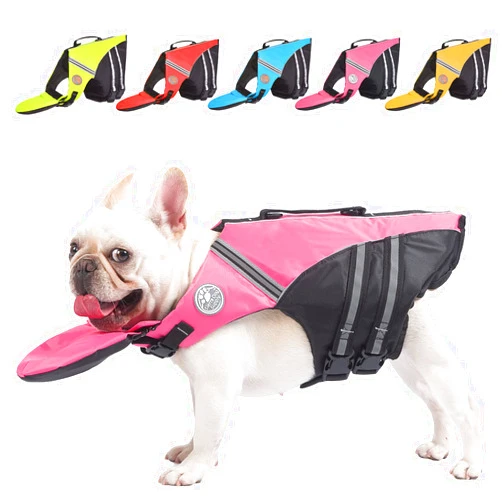 Fragralley French Bulldog Life Jacket Professional Dog Safety Vests for Swimming, Superior Buoyancy and Rescue Handle (Chest Girth: 17