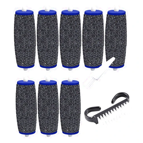Jiumi 8 Pack Extra Coarse Replacement Rollers for Amope Pedi Refills Electronic Perfect Foot File Pedi Hard Skin Remover Refills Include 1 Nail Brush 1 Clean Brush