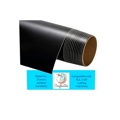 Craftables Matte Black Vinyl Roll - Permanent, Adhesive, Glossy & Waterproof | 12