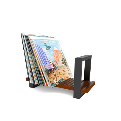 Sonarvelife Adjustable Wood Vinyl Record Storage Holder - Mid-Century Modern Album Display Stand for 57 LPs - Retro Decorative Sturdy Desktop Record Rack & Magazine Organizer - Tool-Free Assembly