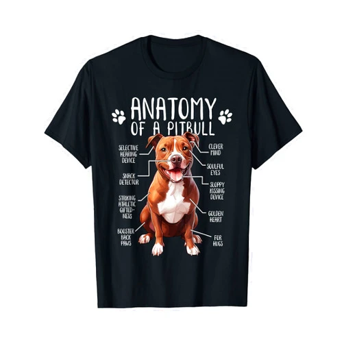 Funny Pitbull Clothing & Co. Funny Anatomy Pitbull Dog Cute Pittie Lover Pit Bull Owner Men Women Girls Kids T-Shirt