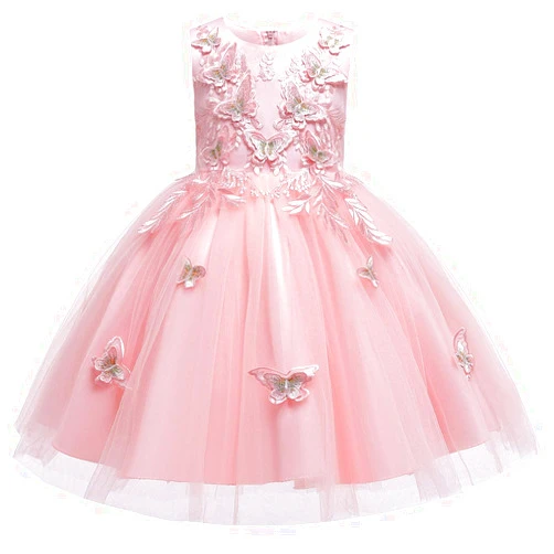 MYRISAM Little/Big Girls Butterflies Tulle Dress Princess Embroidery Birthday Pageant Party Flower Girl Wedding Ball Gowns