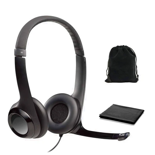 Logitech Wired Headset H390 with Noise Cancelling Mic for PC/Laptop, USB, In-Line Controls, Stereo Headphones, Black, Bulk Packaging