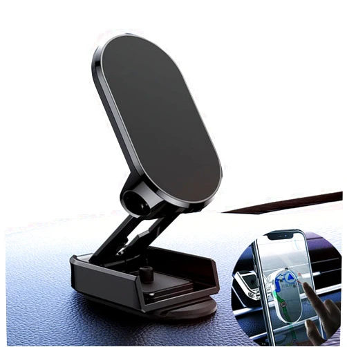 Roceline Magnetic Phone Holder for Car – Black 【Upgrade Foldable】 Dashboard Phone Holder, Strongest Metal Sticker Magnet Car Mount for Cell Phone, carmount for iPhone Magnetic Dash Mount Phone Holder