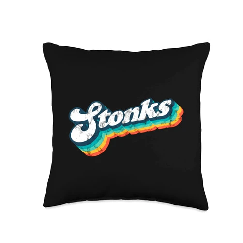HODLambo Stock Ape Tees Stonks Retro Vintage Stock Investor Day Trader Throw Pillow, 16x16, Multicolor