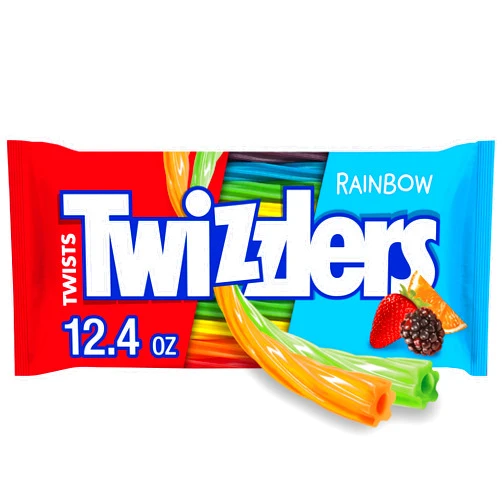 TWIZZLERS Twists Rainbow Flavored Licorice Style, Low Fat Candy Bags, 12.4 oz (6 Count)