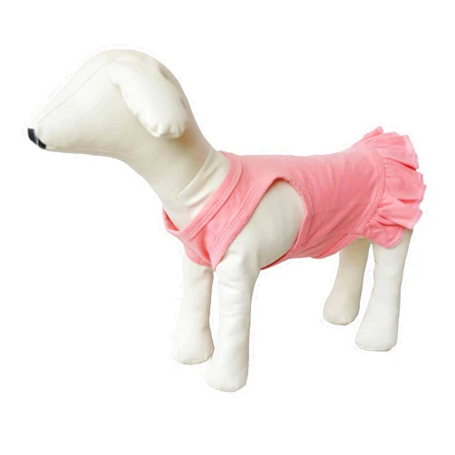 Lovelonglong Pet Clothes Small Dog Clothing Blank Color Sport Dress T-Shirts Tee Dresses Tanks Top for Small Size Female Dogs Summer Spring Pet Costumes 100% Cotton (XL, Lotus Pink)