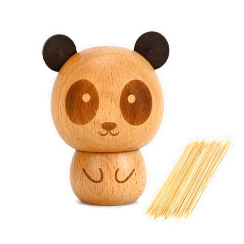 LUUFAN Wooden Toothpick Dispenser Cute Panda Style Toothpick Holder Storage Box Case for Home Restaurant Club Bar Party Contains Toothpicks