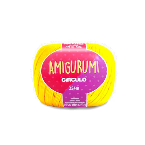 CIRCULO Amigurumi Yarn, 100% Mercerized Brazilian Virgin Cotton - Cotton Yarn for Crocheting and Knitting, Soft Yarn, Yellow Yarn Art - Sport Weight Yarn, 4.4 oz, 278 yds - Color 1289 - Canary