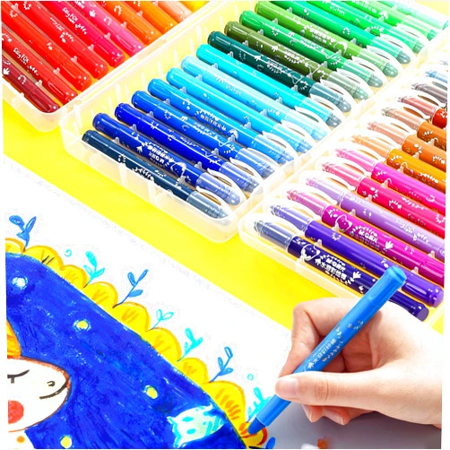 M&G Washable Tempera Paint Sticks, 48 colors Solid Tempera Paint Set with 1 paint brush for Kids, Super Quick Drying, Works Great on Paper Wood Glass Ceramic Canvas