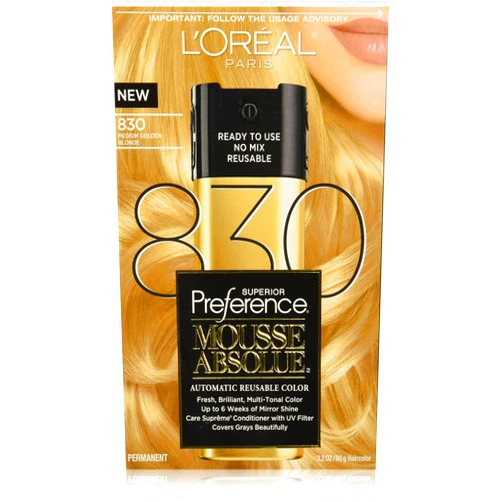 L'Oreal Paris Hair Color L'Oreal Paris Superior Preference Mousse Absolue, 830 Medium Golden Blonde