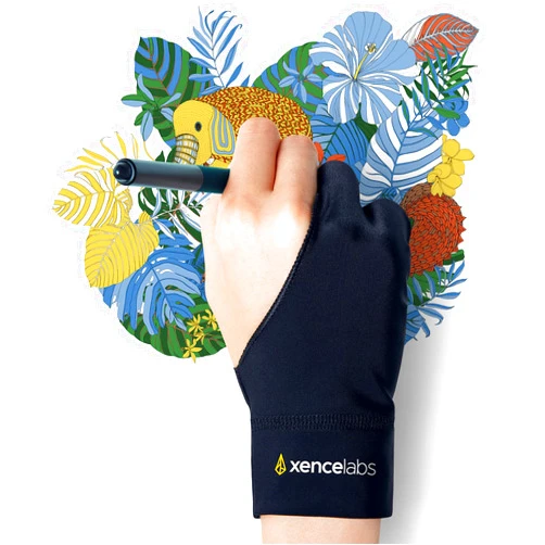 XENCELABS Drawing Glove, Breathable Artist Glove for Drawing Tablet, Two Fingers for Left Right Hand Black Size S