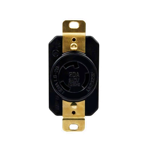 ENERLITES NEMA L6-20R Flush Mounting Locking Receptacle for Generator, Twist Lock Outlet, 20 Amp, 250 Volt, 2 Pole, 3 Wire Grounding, Industrial Grade, UL Listed, 66410-BK, Black