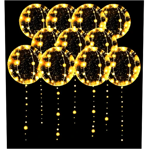 Aredpoook LED Balloons 10 Pack, Light Up Balloons 20 Inches Clear Helium Bobo Balloons, Glow Bubble Balloons with String Lights for Valentines Day Halloween Christmas Wedding Birthday Party Decoration