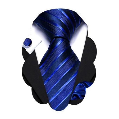 Barry.Wang Designer Classic Ties for Men Set Formal Pocket Square Cufflink Check Plaid
