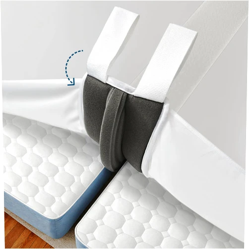 FeelAtHome 3-in-1 Bed Bridge Twin to King Converter Kit with Attached Fitted Sheet & Strap, Split King Gap Filler for Adjustable Bed, Mattress Bridge Connector for Guest Room, Kids Room, Hotel