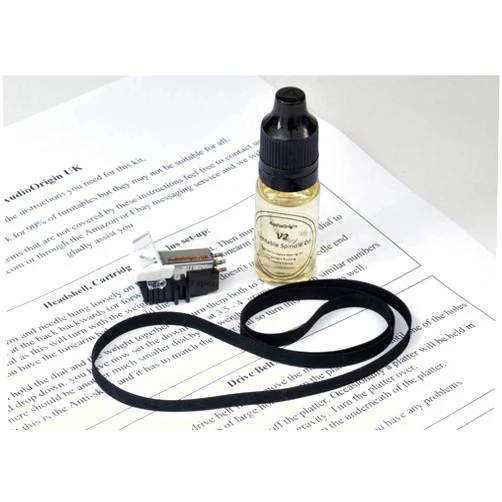 AudioOrigin Cartridge, Stylus, Drive Belt, Lubricant, Oil, Refurb Bundle for ROTEL RP-3300, RP-900, RP-1000, RP-2500, RP-1100Q, RP-1500, Turntable, Vinyl player, -27
