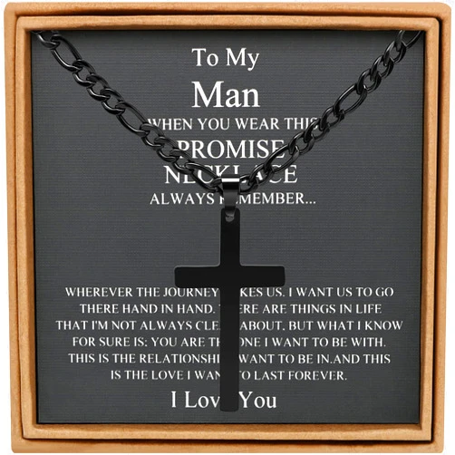 JoycuFF Cross Necklace For Son Grandson Dad Husband Black Silver Gold Figaro Chain With Cross Religious Gift From Mom For Birthday Christmas Stainless Steel Cross Pendant 22 Inches Mens Jewelry