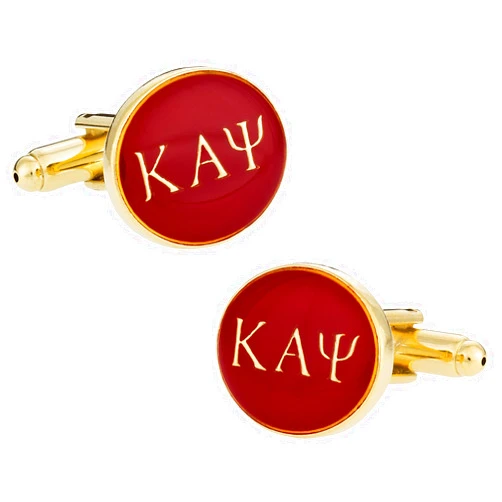 Cuff-Daddy Gold Kappa Alpha Psi Fraternity Cuff Links with Hard-Sided Presentation Gift Box Paraphernalia - Crimson Red & Gold