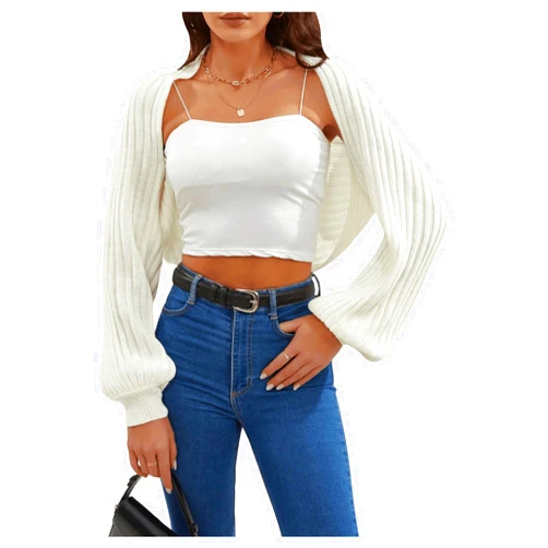 SweatyRocks Women's Open Front Shrug Sweaters Lightweight Knit Cropped Cardigan Sweaters