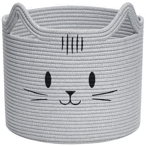 INDRESSME Baby Basket, Cat Toy Basket with Handles, Cotton Rope Basket for Nursery, Gift Basket Empty, Decorative Basket for Living Room and Bedroom, 13.8