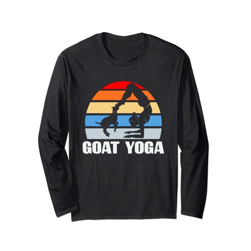 Goat Yoga Pose Girl Cute Pet Farm Animal Fitness Women Sport Long Sleeve T-Shirt