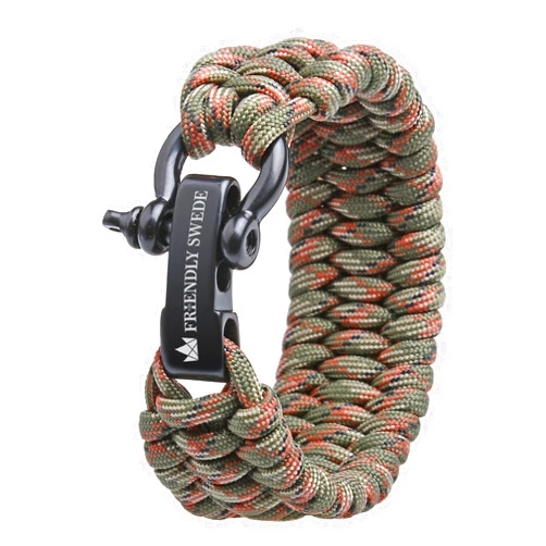 The Friendly Swede Trilobite Extra Thick Paracord Bracelet with Stainless Steel Black Bow Shackle, Survival Bracelets, Paracord Bracelets for Men - Adjustable Size