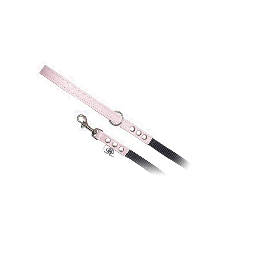 BUDDY BELT Pebble Grain Accent Leather Nylon Leash Pink - Premium Edition (1/2