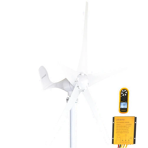 Pikasola Wind Turbine Generator Kit 400W 12V with 5 Blade, with Charge Controller, Wind Power Generator for Marine, RV, Home, Windmill Generator Suit for Hybrid Solar Wind System