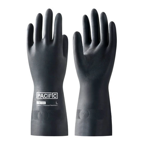 PACIFIC PPE Chemical Resistant Gloves, Heavy Duty Industrial Rubber Gloves, Resist Acid, Alkali and Oil, 12.6