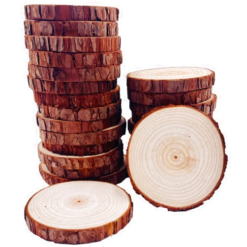 William Craft Natural Wood Slices 25 Pcs 3.1-3.5 Inches Unfinished Wood Craft Kit Undrilled Wooden Circles Without Hole Tree Slice with Bark for Arts Painting Christmas Ornaments DIY Crafts