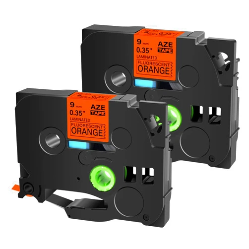 Cruxer 2 Pack Compatible with Brother P-Touch TZe-B21 TZ-B21 TZeB21 TZB21 Black on Orange, Fluorescent Laminated 0.35