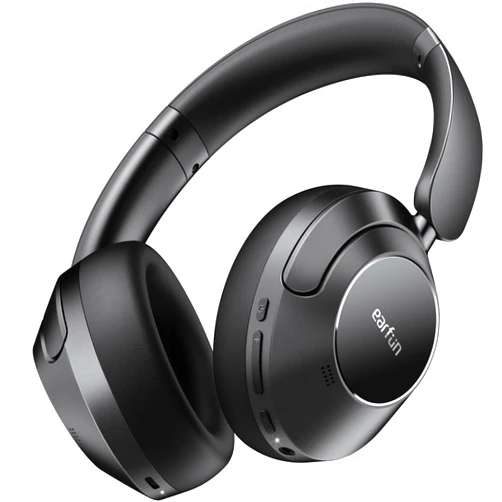EarFun Wave Pro Active Noise Canceling Headphones, Wireless Over Ear Bluetooth Headphones, LDAC Hi-Res Sound, 5 Mics AI Clear Call, 80H Playtime, Multipoint Connection, Comfort Fit, Custom EQ via App