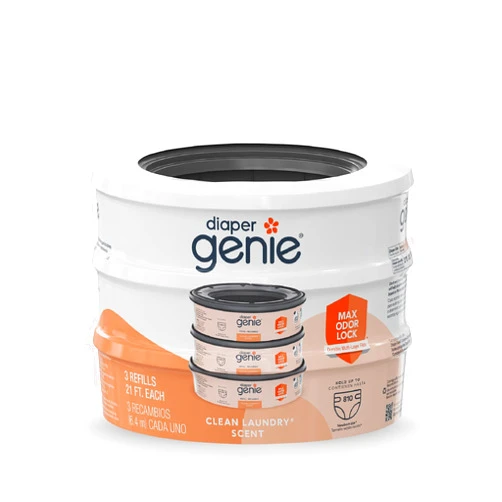 Diaper Genie Bags Refills 270 Count (Pack of 3) Clean Laundry Scent | Diaper Pail Refills with Max Odor Lock | Holds up to 810 Newborn Diapers