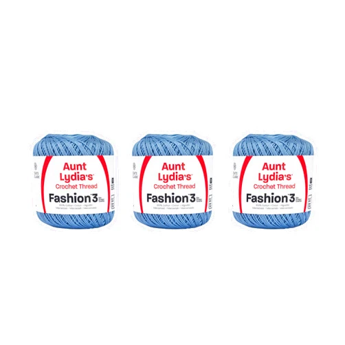 Aunt Lydia Fashion Warm Blue Crochet - 3 Pack of 150y/137m - Cotton - Gauge 3 - Crochet