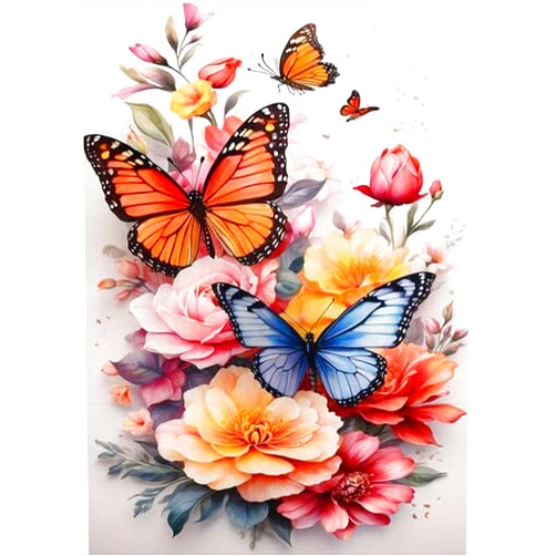 Fuinkqe Diamond Art Kits for Adults - Butterfly Flowers Diamond Painting Kits DIY 5D Full Drill Diamond Dots Paintings with Diamonds Gem Art and Crafts for Home Decor 12x16 Inch