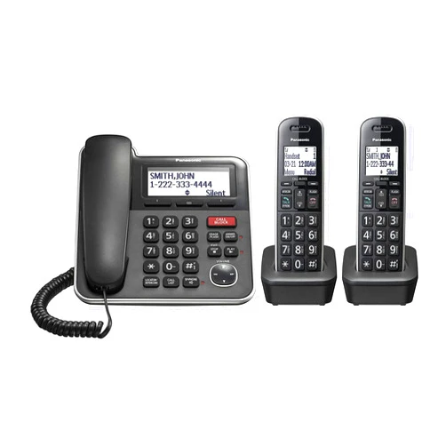 Panasonic Expandable Corded/Cordless Phone System with Answering Machine and One Touch Call Blocking – 2 Handsets - KX-TGB852B (Black)
