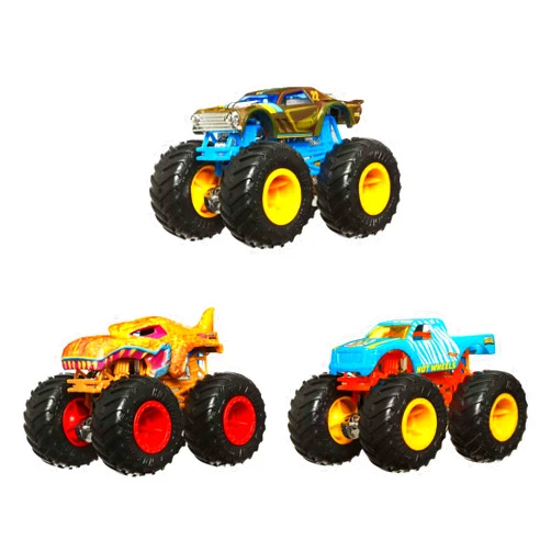 Hot Wheels Monster Trucks 1:64 Color Shifters, 3-Pack of Toy Trucks That Change Decos in Ice Cold Water & Change Back in Warm Water, Toy for Kids, HGX20