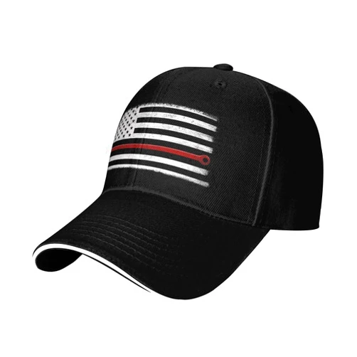 Nopicsn Auto Repairman Car Mechanic Wrench Workshop Tools USA Flag Adjustable Baseball Cap for Outdoor Sun Protection - Men & Women Black