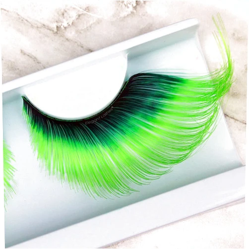 Elegant Lashes HALLOWEEN Pride Rainbow colorful parade false eyelashes (Green 2-Tone)