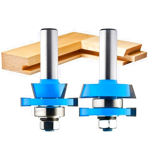 ROCKLER Shaker Rail & Stile Router Bits 1/2 Shank (Set of 2) Precision Balanced Cutter for Smooth Operation - Cabinet Door Router Bits for Stick Joints