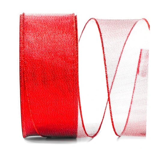 ALTIER 2.5 Inch x 40 Yards Red Metallic Wired Ribbon for Christmas Home Decoration Gift Wrapping Bow Making Wreath DIY Crafts