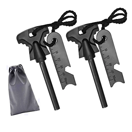 WENIFU 4.25 Inch Flint Fire Starter, Survival Ferro Rods Starter with Easy Grip Handle and Multifunction Striker, Waterproof Flint Fire Can be Struck 15000 Times for Camping, Hiking (Pack of 2)