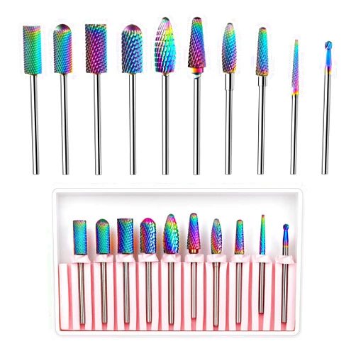 Makartt Nail Drill Bits Set, 10Pcs Tungsten Carbide, Remove Acrylic Poly Nail Gel Nail Polish B-36, 3/32 inch for Acrylic Gel Nails Cuticle Manicure Pedicure